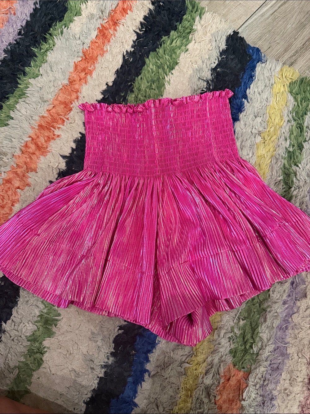 QUEEN OF SPARKLES Hot Pink High-Waist Pleated Shorts